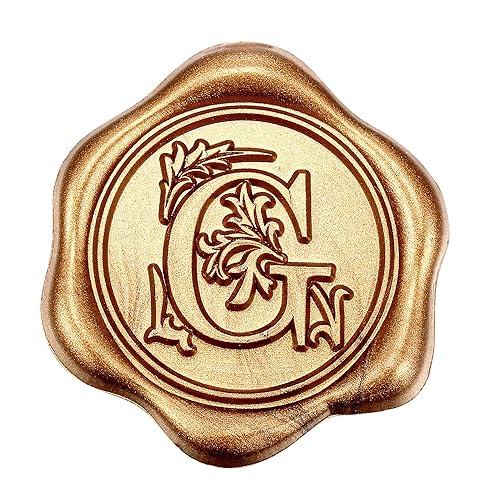 Yoption 50 calcomanías adhesivas de cera con letra inicial del alfabeto G, calcomanías de sello de cera de letras doradas antiguas, sellos de sobre,