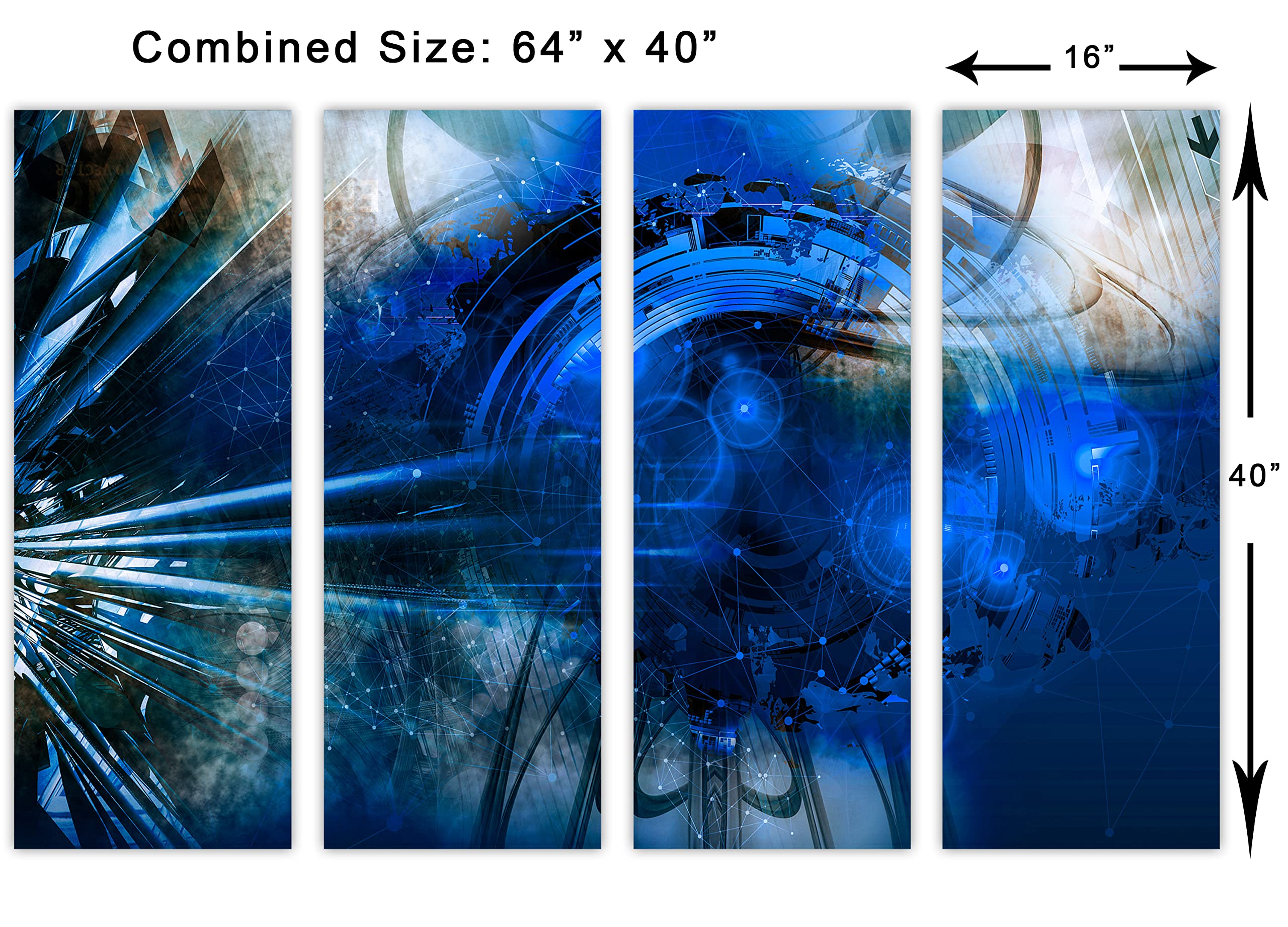 Amazon.com: 64 x 40 TOTAL - Abstract Wall Art Blue technology