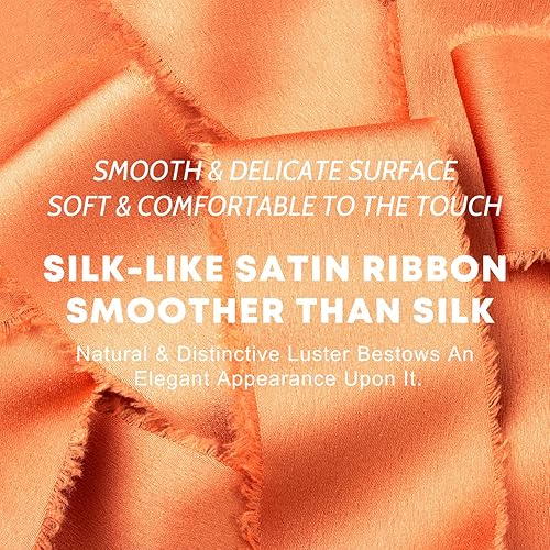 Vista 36 de Burgundy Dark Red Silk Ribbon 1-1/2 Inch x 21Yds Handmade Fringe Silky Chiffon Frayed Fabric Ribbon for Gift Wrapping, Flower Bouquet, Wedding