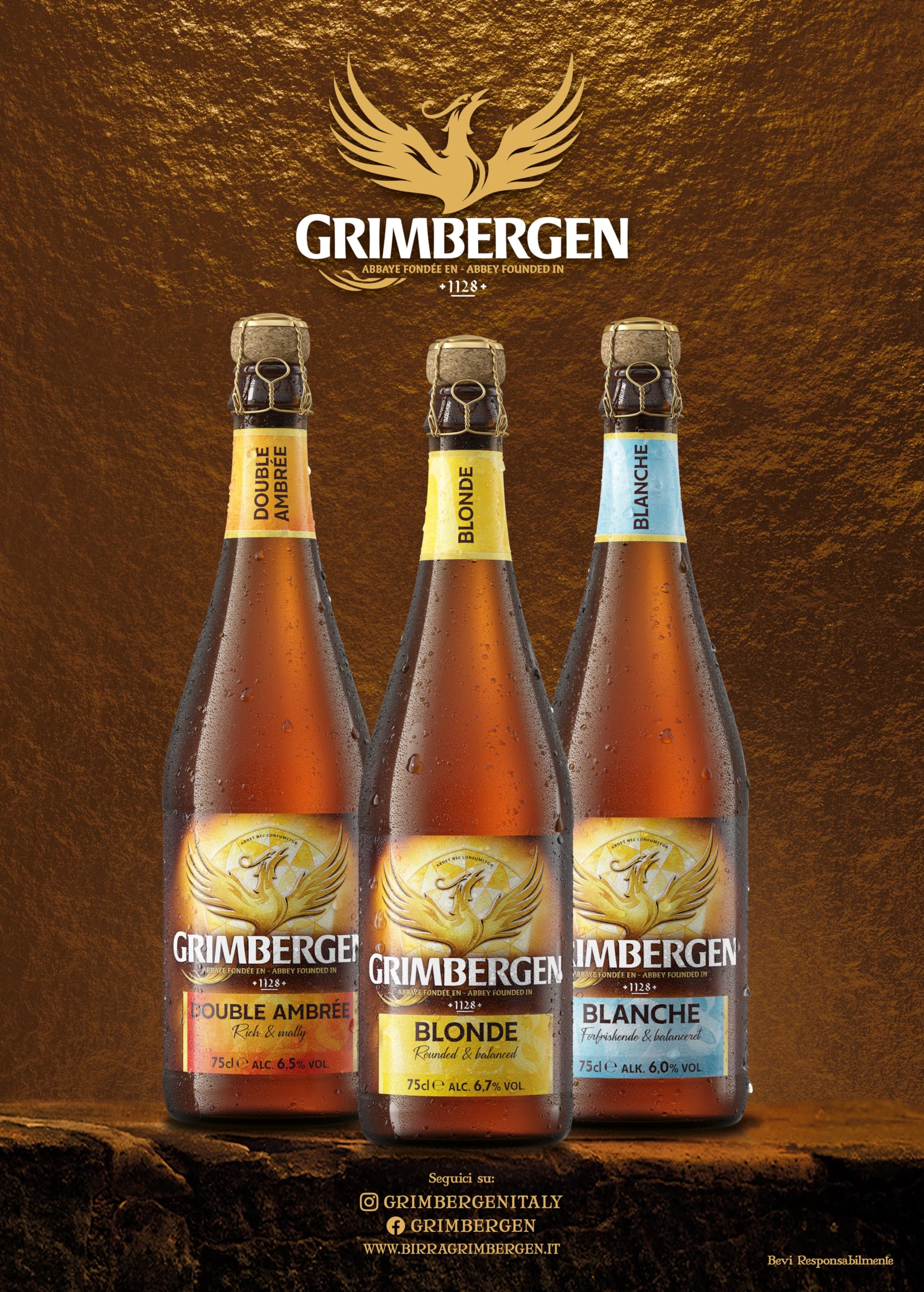 Grimbergen Double Ambrée, Cassa con 6 Bottiglie da 75cl, Birra d'Abbazia Dubbel, Gusto Corposo e Tostato, Gradazione Alcolica 6.5% Vol.