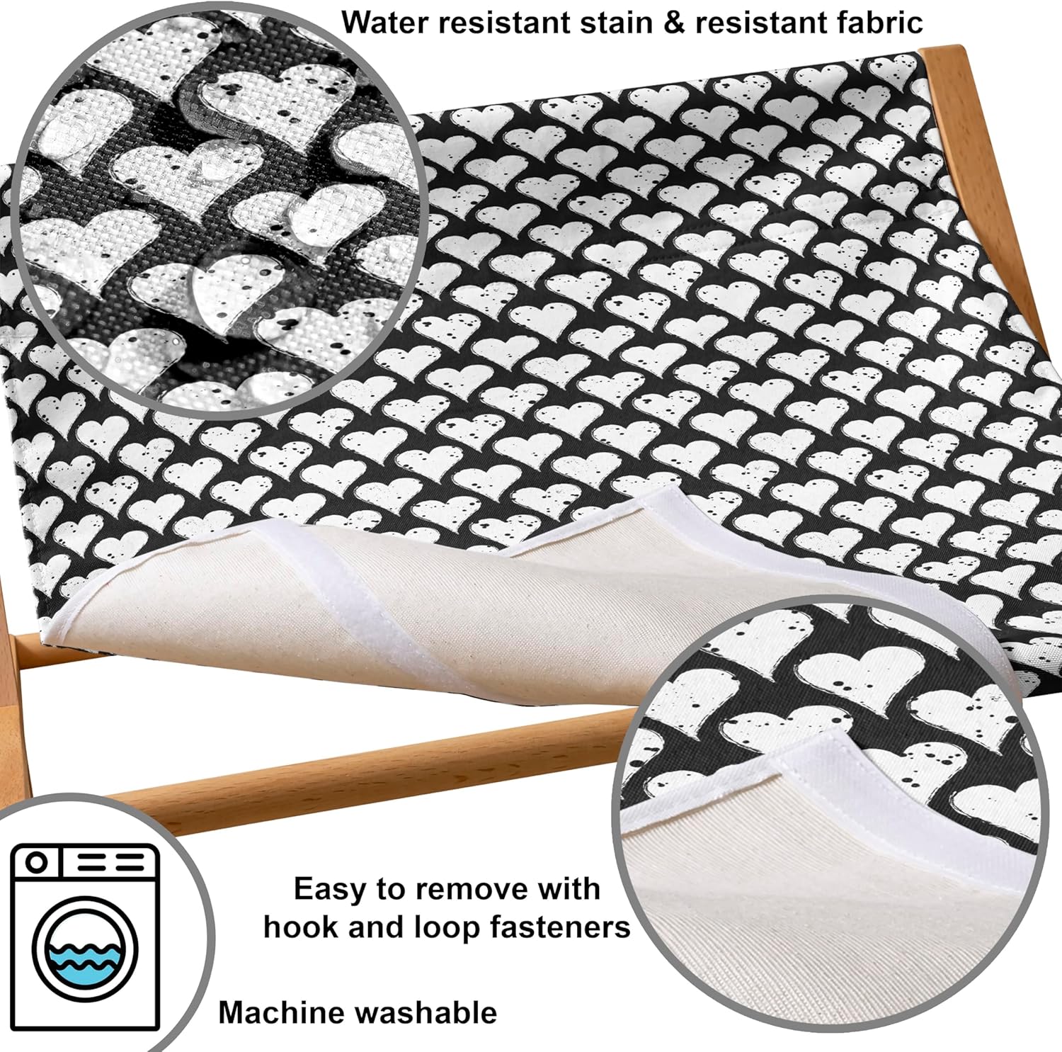 review Ambesonne Hearts Pet Hammock, Grungy Graphic Pattern of Repeating Hearts with Blots and Brush Strokes, Bed for Kittens Canopy with Durable Wooden Frame, 22