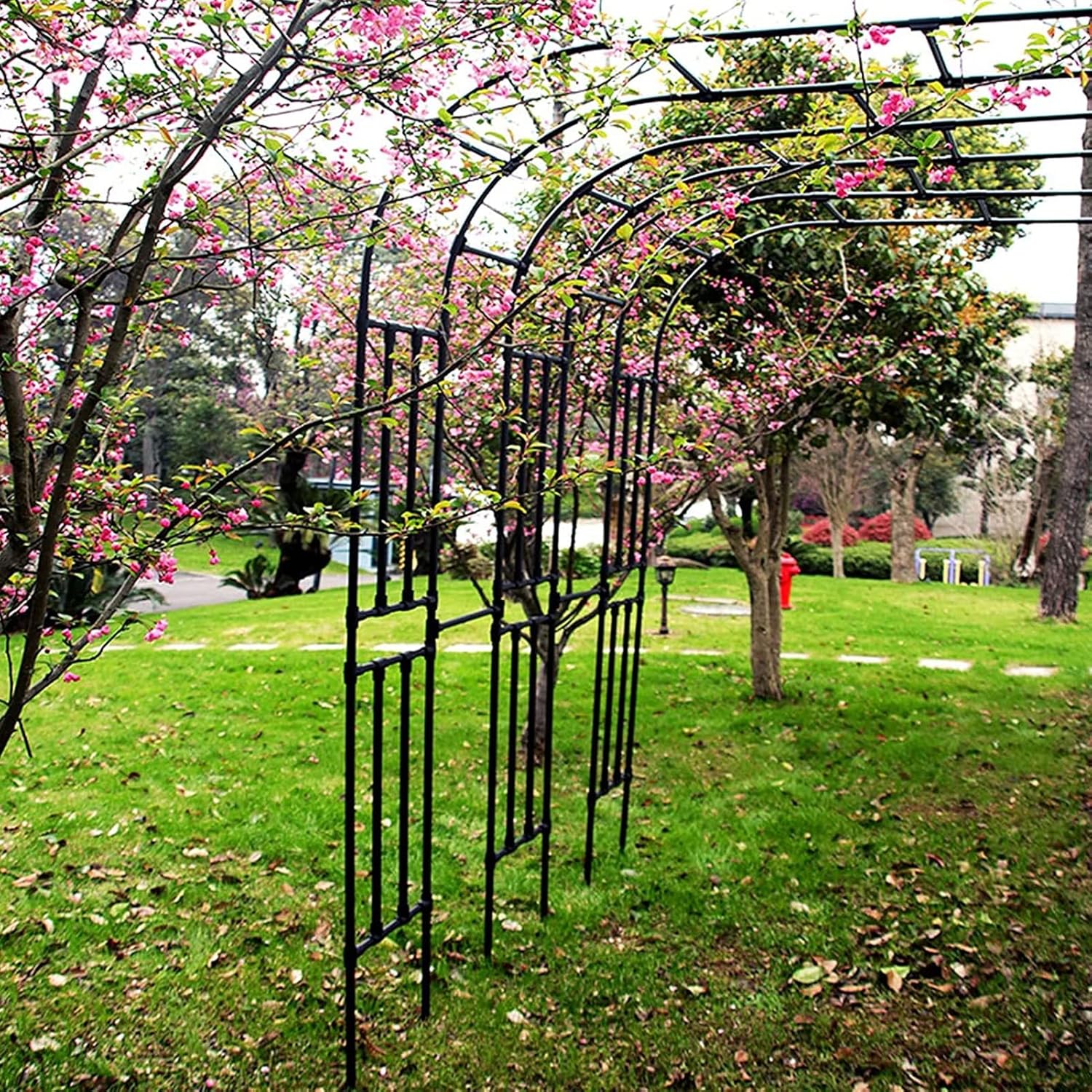 Metal Half Arch, Garden Archs Climbing Plants Rose Arch, Half Side Wall Archway Trellis, Pergola Arbor Gazebo Weatherproof for Outdoor Backyard/Terrace/Balcony Decoration ( Color : Black , Size : 0.6x