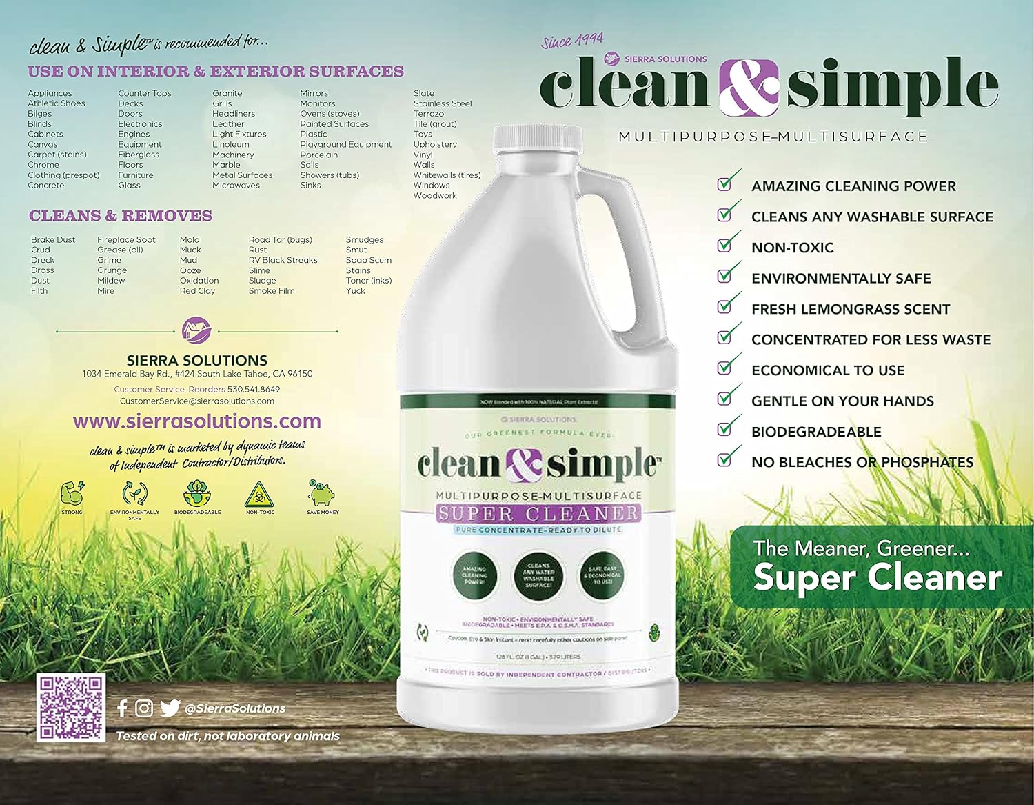 clean & simple™ SUPER CLEANER - Concentrated All-Purpose, Multi-Surface Cleaner, Non-Toxic, Biodegradable