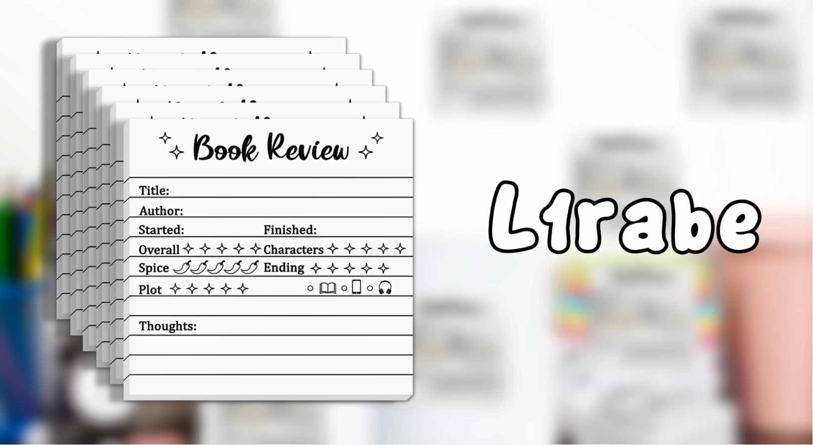 Book Self 6-Pack Book Review Sticky Notes - Colorful Reading Trackers ...