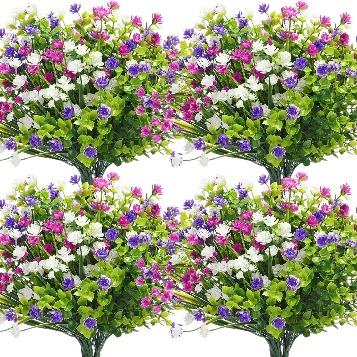 WILLBOND 36 Bundles Artificial Flowers Outdoor, UV Resistant Faux Artificial Plants Shrubs Flower Bulk for Hanging Planter Porch Window Home Wedding Spring Summer Decor (Delicate Colors)