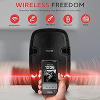 Vista 4 de Pyle (PPHP837UB) - Altavoz de sistema PA activo amplificado Bluetooth con micrófono, subwoofer de graves de 8 pulgadas, monitor de escenario