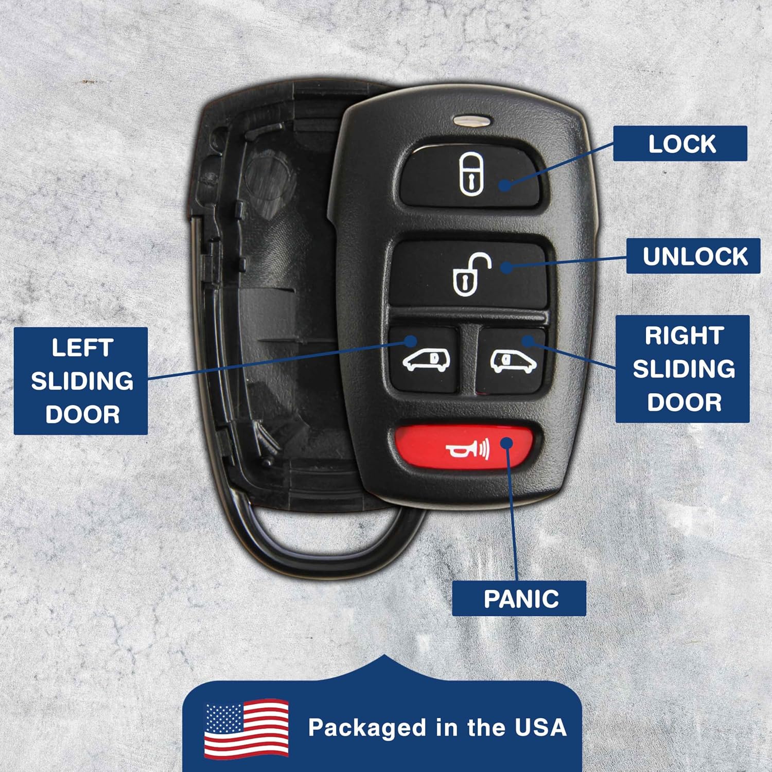 KeylessOption Keyless Entry Remote Key Fob Shell Case Button Pad Cover for Kia Sedona Mini Van Hyundai Entorage