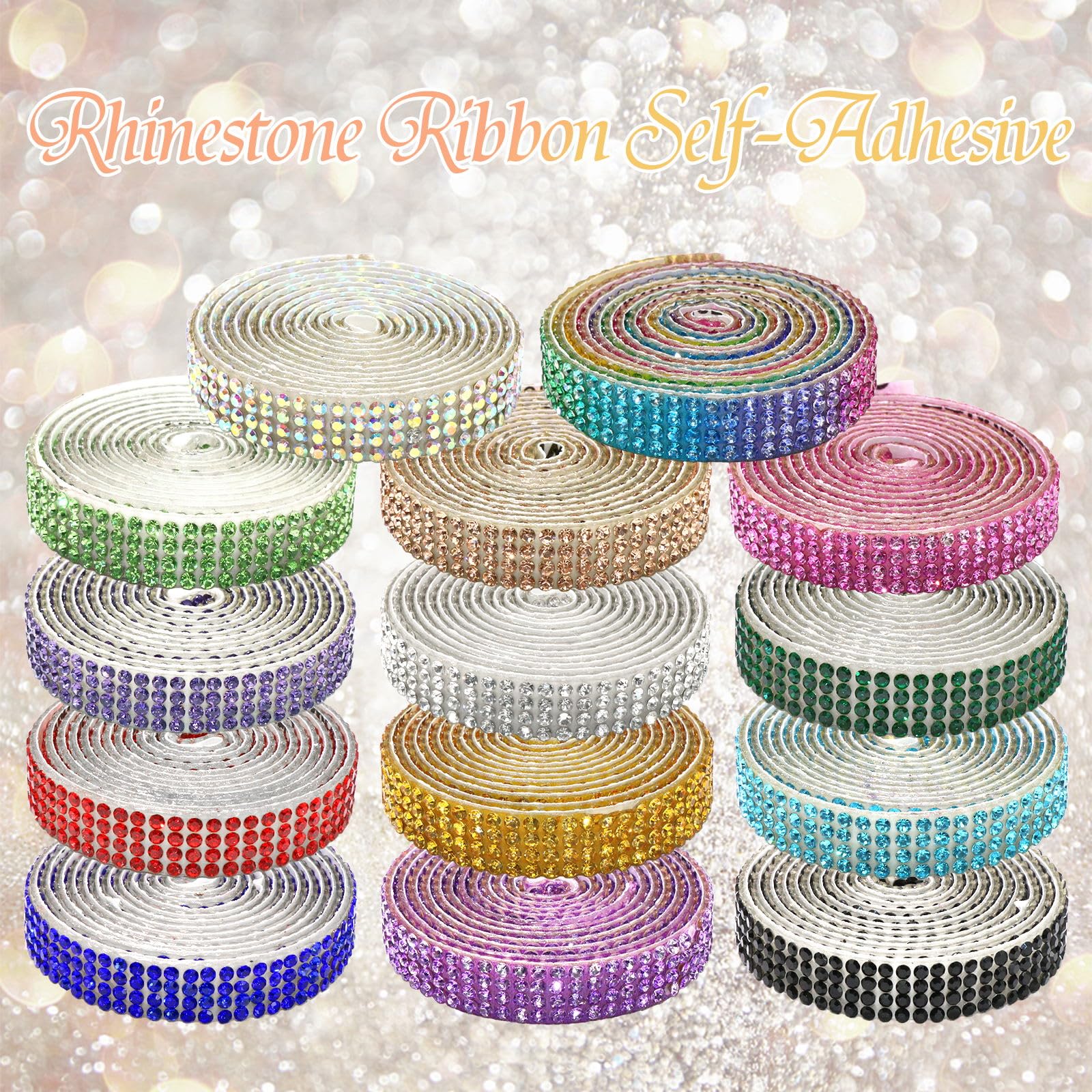 Ruban Strass 2 Mètres – Autocollant à Chaud, Couleurs Variées, Pour Décorer Vêtements, Accessoires, Mariage, DIY - 8