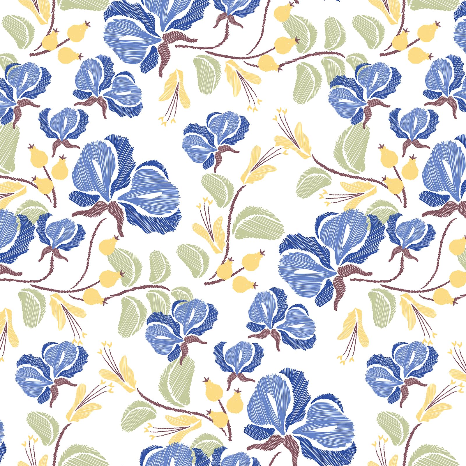 VaryFloral Blue Green Yellow Floral Wallpaper Peel and Stick Removable Botanical Spring Flower Wallpaper for Bedroom Nursery Decorative Floral Twig