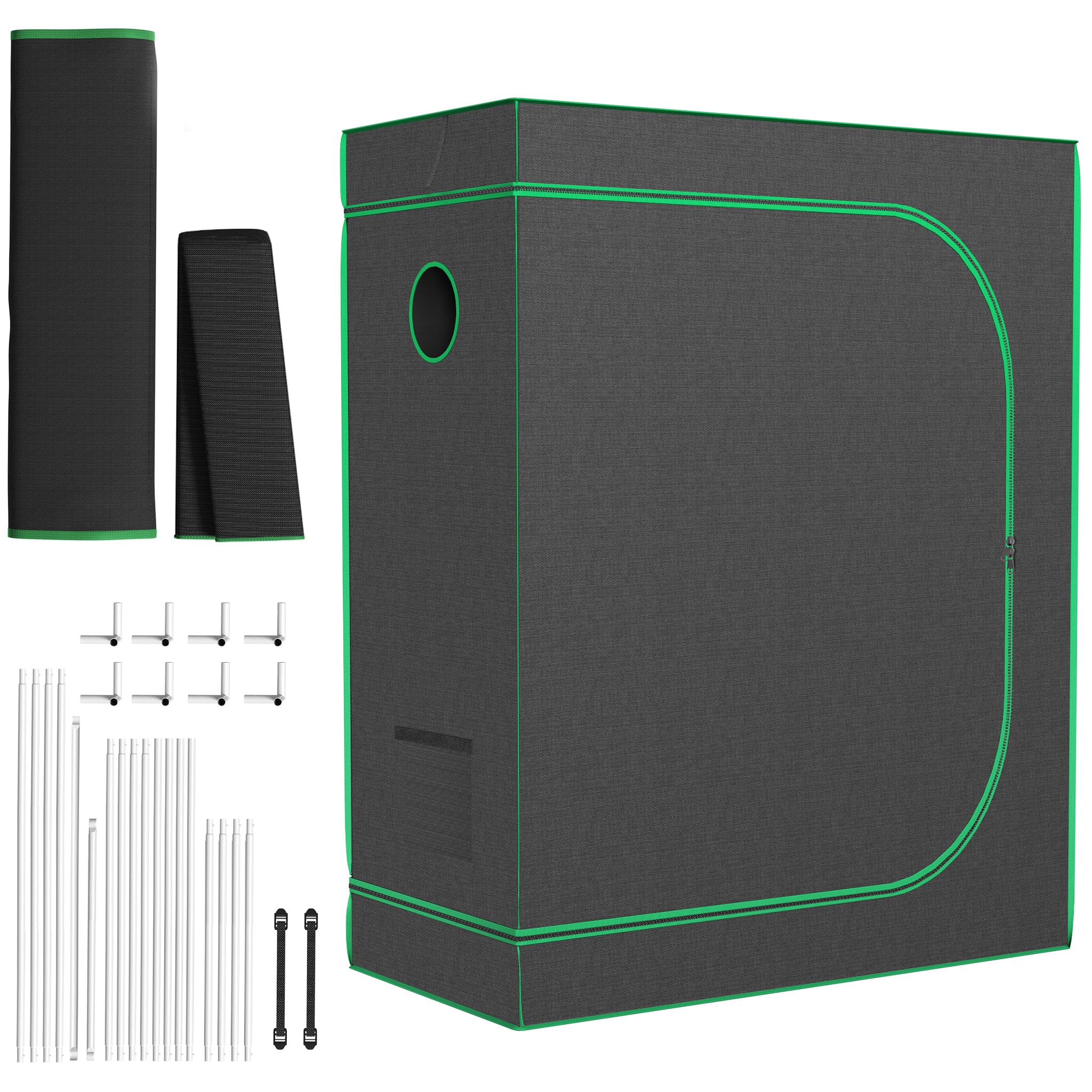Froadp Tienda de cultivo de 120 x 60 x 150 cm con tejido Oxford 600D y marco de acero, armario de cultivo resistente a la luz con lámina interior reflectante, invernadero para cultivo de plantas