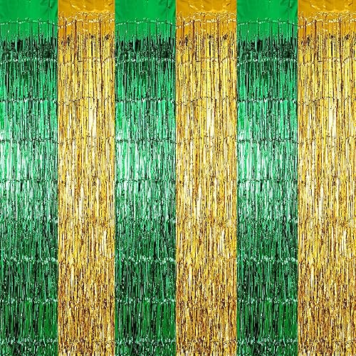 Miniatura 8 de Peryiter 6 cortinas de flecos metálicos de oropel de 3.3 x 6.6 pies, accesorios de telón de fondo para Halloween, cumpleaños, aniversario, despedida