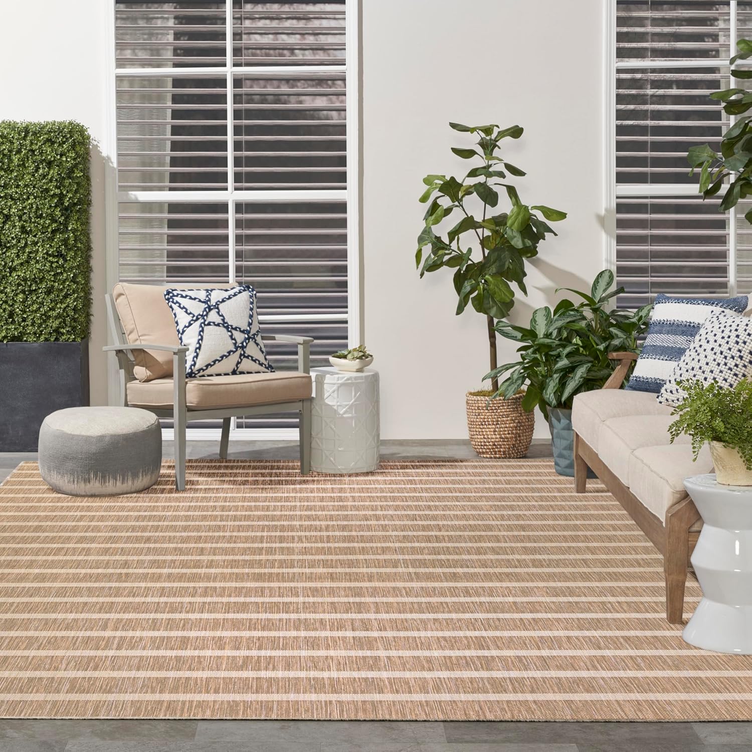Nourison Home Positano Beige Ivory 9' x 12' Area Rug - Easy Clean, Non Shedding, Bed Room, Living Room, Dining Room, Kitchen (9' x 12')
