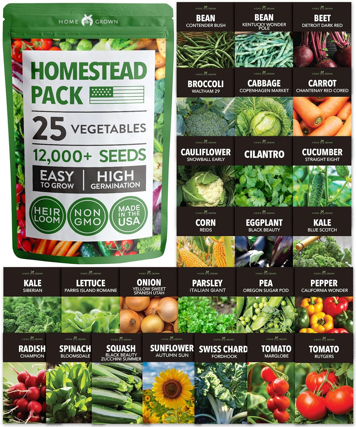 HOME GROWN 20 Culinary Herb Seed Vault & HOME GROWN Heirloom Vegetable Seeds