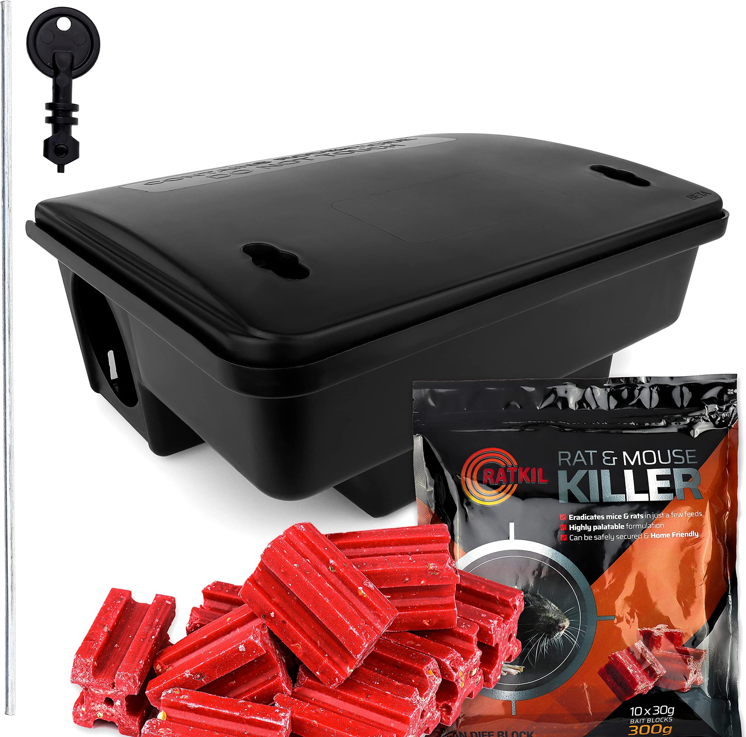 Ratkil Rat Poison & Bait Box For Pest Control - Kills In A Single Feed | Fast Acting, All Weather, Outdoor & Indoor Bait Station For Rats & Mice