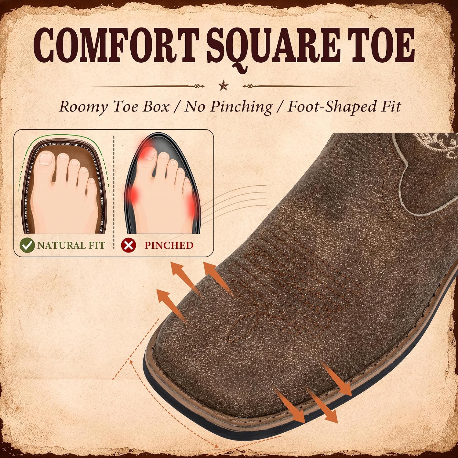 SheSole Floral Cowboy Boots for Women Square Toe