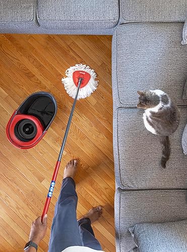 Vista 16 de O-Cedar Easywring - Sistema de limpieza de pisos con cubo y fregona giratoria de microfibra con 1 recambio adicional, Rojo / Gris