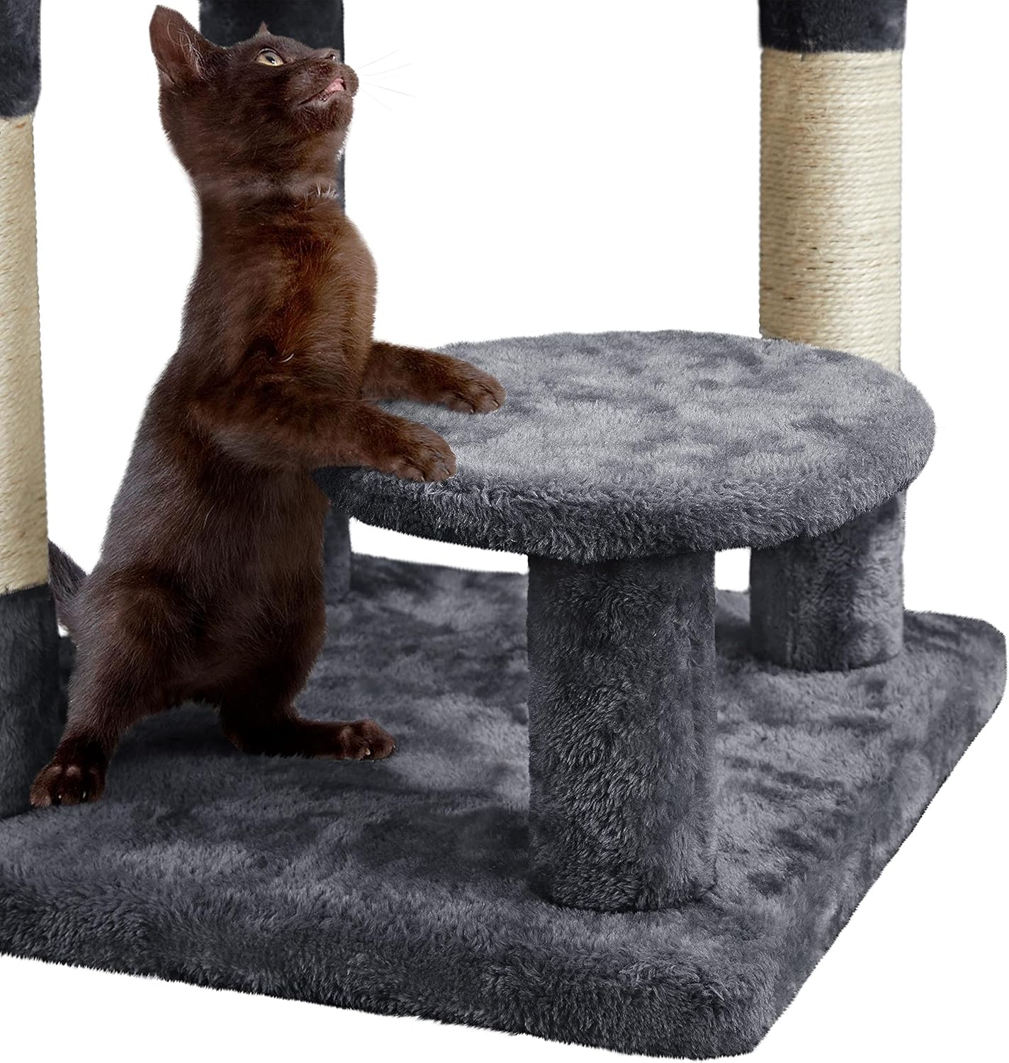 Topeakmart 46'' Cat Tree Cat Tower, with Thicker Scratching Posts, Larger Plush Perch, Spacious Condo, Basket, Multi-Level Cat Condo Furniture for Indoor Cats Kitty Pet Play House