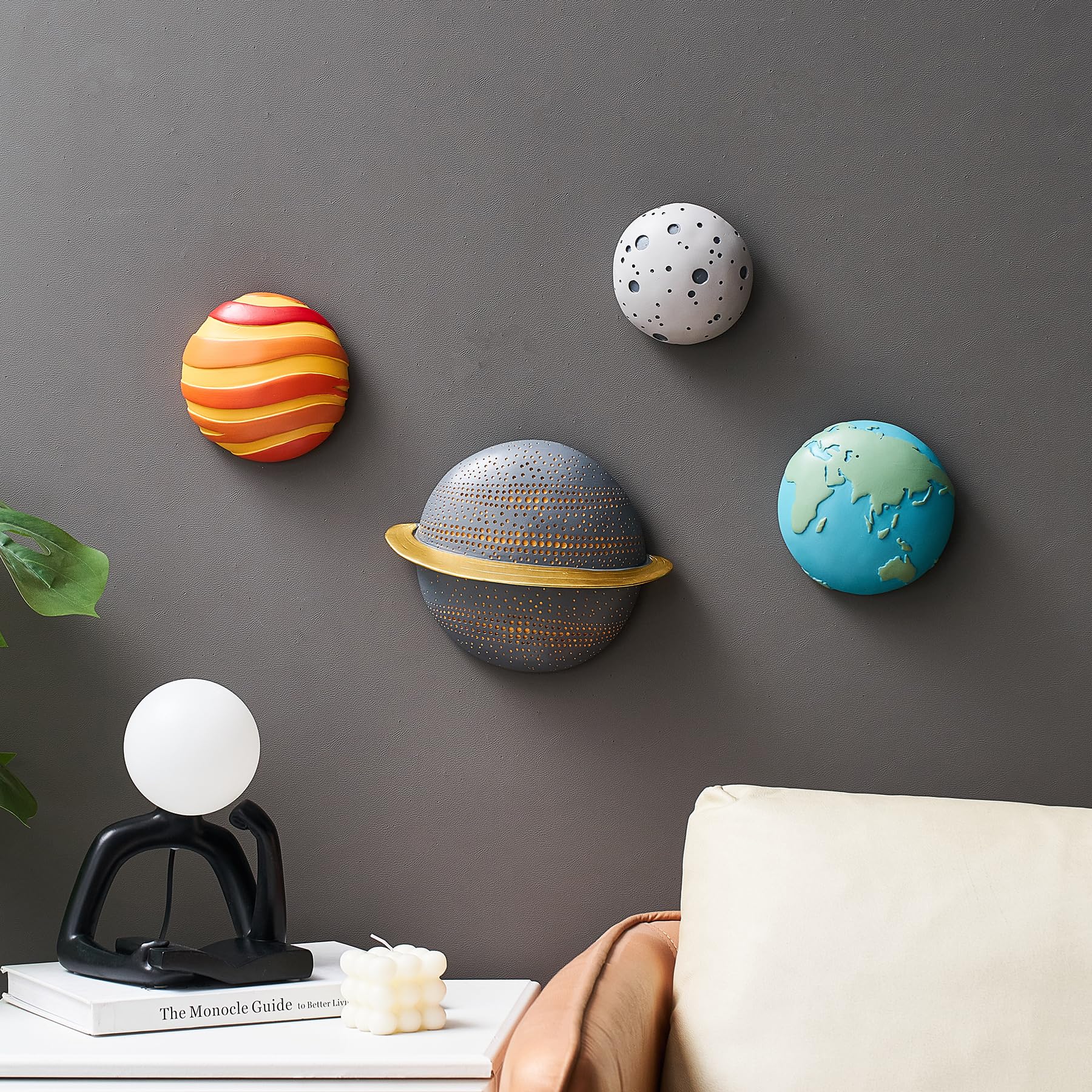 Amazon.co.jp: XGZY 3D 4ピース 壁彫刻 宇宙惑星 気まぐれな天体の装飾