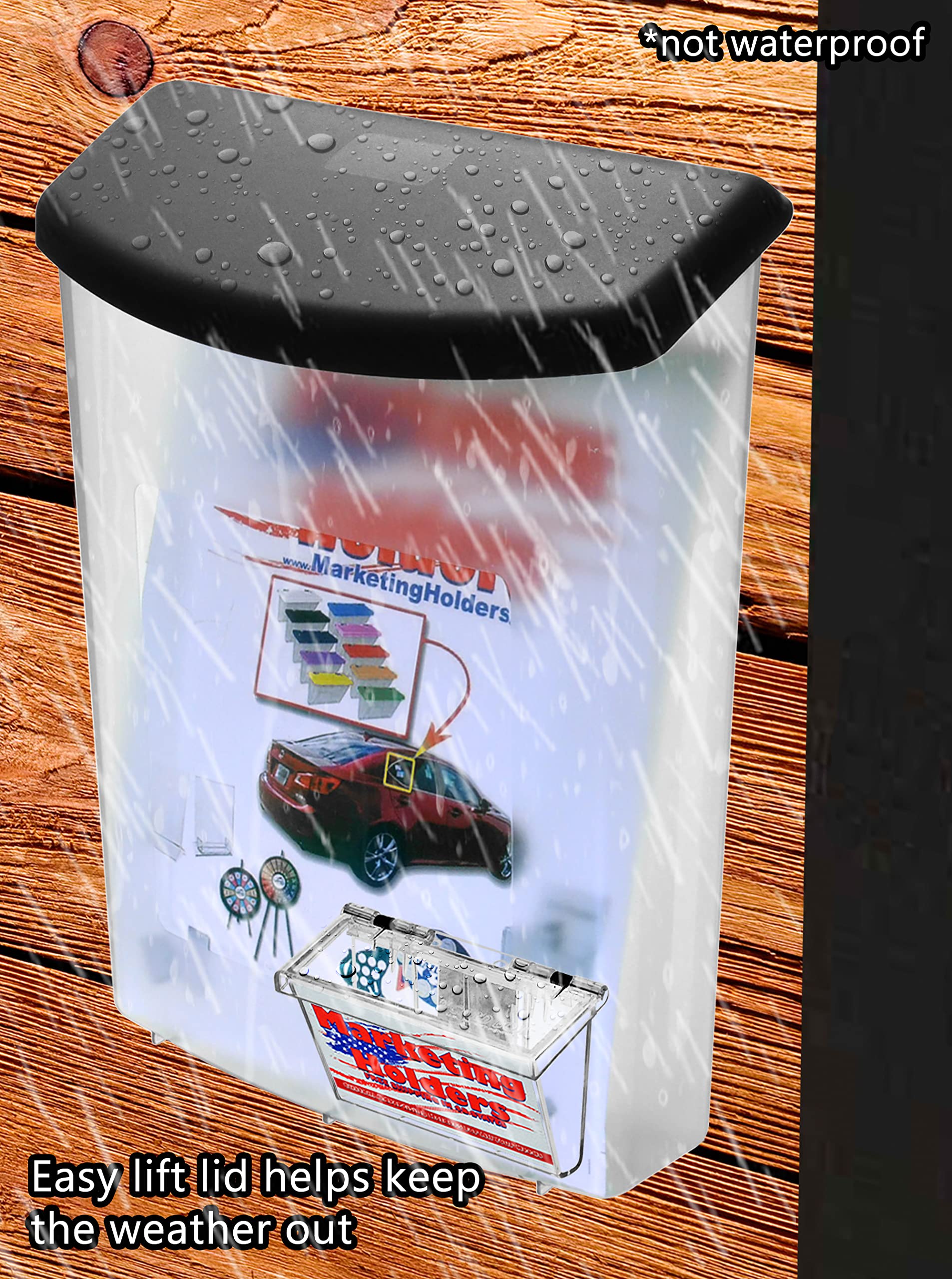 Outdoor Brochure Holder Flyer Box - Heavy Duty Black, Holds 8.5 X 11 Paper, Snap-Shut Lid - View #2