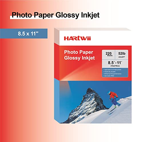 Hartwii 220 Pack Photo Paper Glossy Inkjet 8.5X11 Inches 52Lb 200Gsm Letter Size For Dye Ink Printers #TOP1