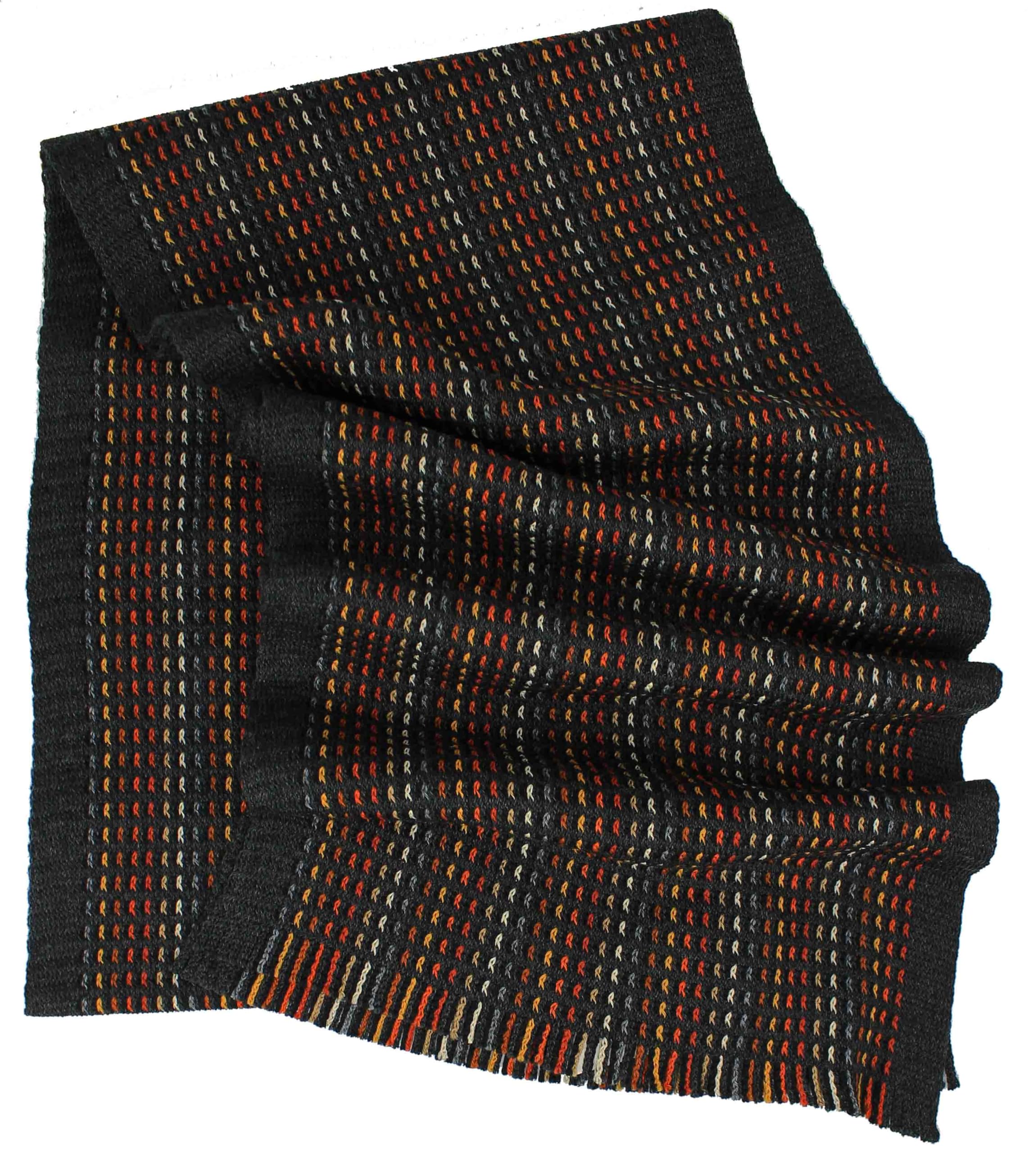 Rotfuchs Sciarpa da uomo, unisex, in pura lana a righe, con frange, multicolore, Colore: rosso