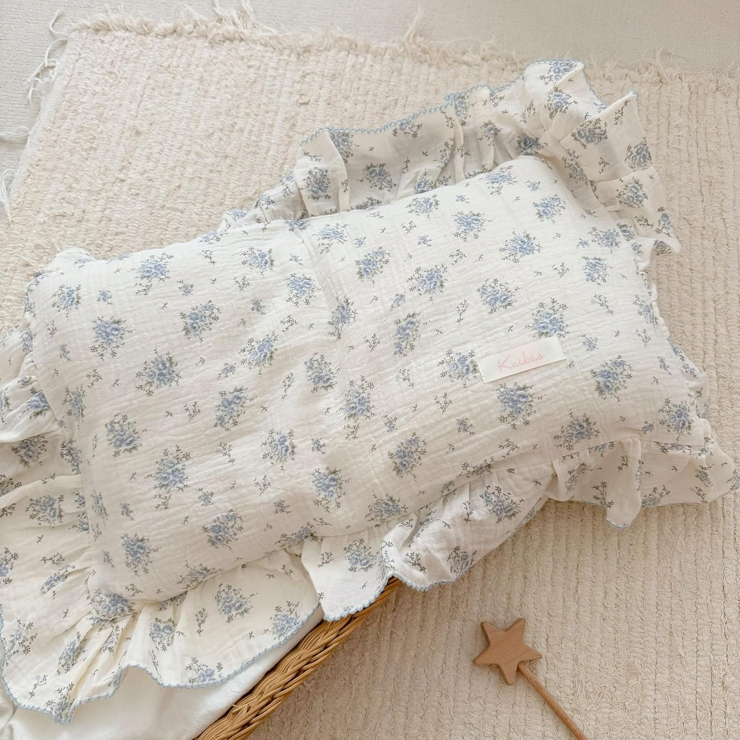 BuLuTu Muslin Cotton Floral Duvet Cover and Pillowcases Set Twin for Kids, Freesia Print