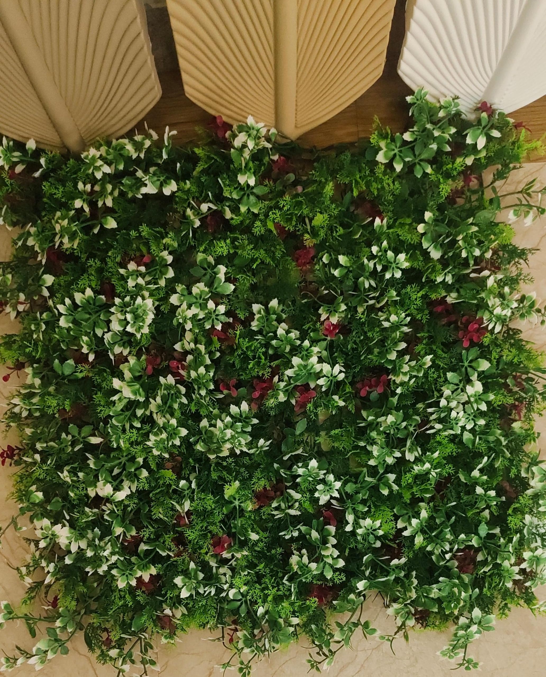 BIGREEN Artificial Grass Vertical Garden 16x24 INCH, Panel for Home Decoration | Green Color Wall Panel for Balcony, Living Room, Outdoor, TV Wall - 3 Layer, 2 Leaf Height (PC1-1000-V-7)-image-43