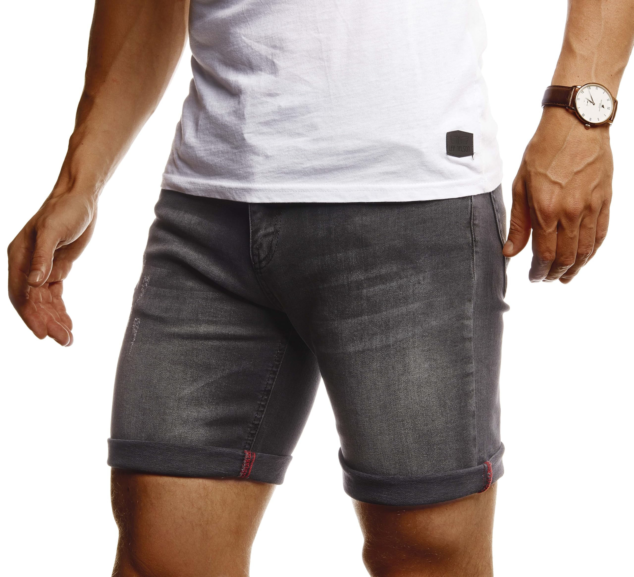 Leif Nelson Shorts Herren Kurze Hosen Männer Jeansshorts Denim Sommer Freizeithose Basic LN-1397