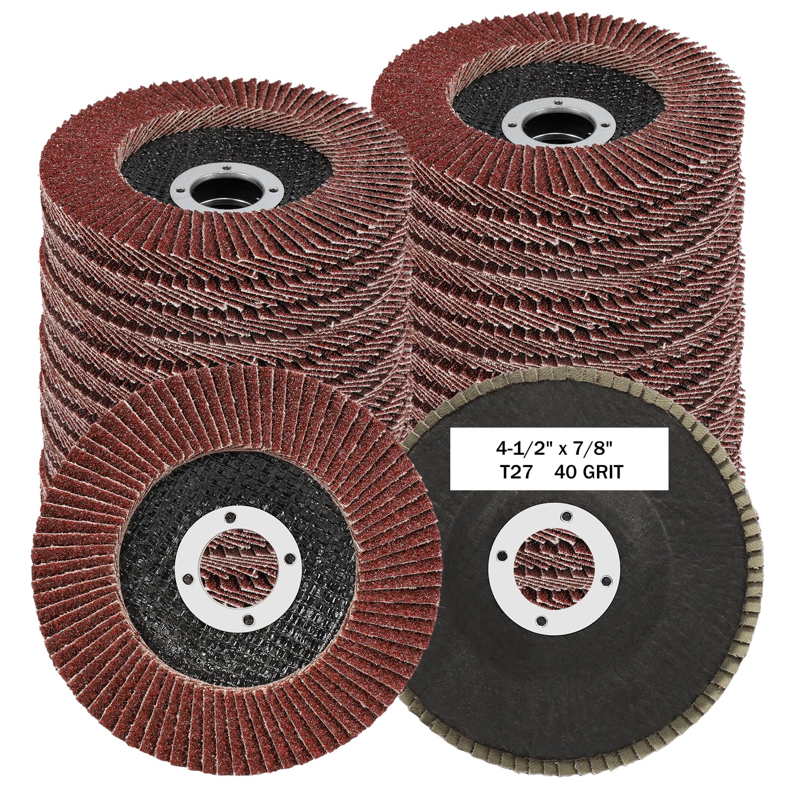 Dischi lamellari, disco abrasivo a grana 40 per smerigliatrice angolare, mola T27 da 11,4 cm, disco lamellare da 7/8", disco per levigatura legno e metallo, confezione da 40