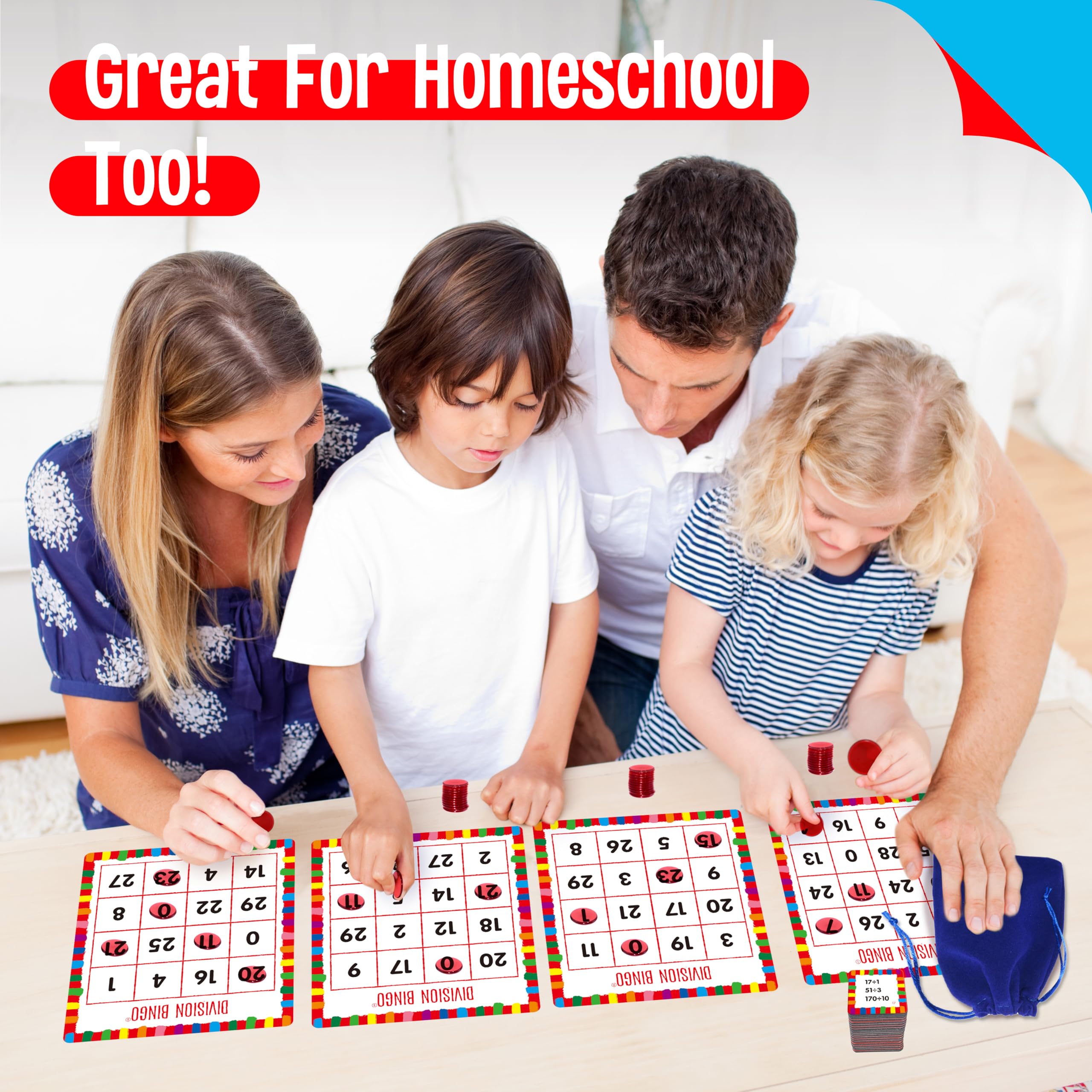 Multiplikations- und Divisions-Bingo-Spiel, 360 Mathematikaufgaben, 2 edukative Brettspiele für Kindergarten- und Vorschulkinder im Alter von 4-8 Jahren, perfekt für den Unterricht und zu Hause