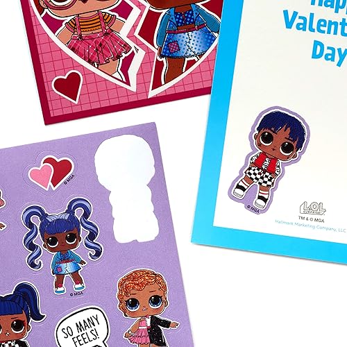Miniatura 6 de Hallmark Kids LOL Surprise! Tarjetas y calcomanías para el día de San Valentín (12 tarjetas de aula con sobres)