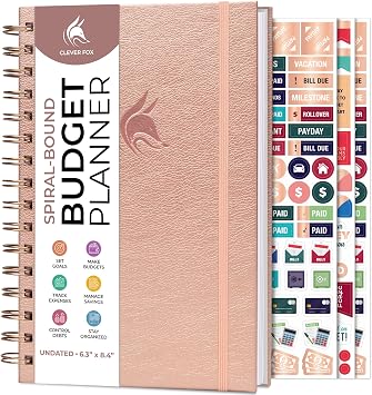 Clever Fox Budget Planner Spiral Expense Tracker Notebook Monthly Budgeting Organizer, Finance Logbook & Accounts Book to Control Your Money Undated Bill Tracker, 6.3x8.4 - Rose Gold