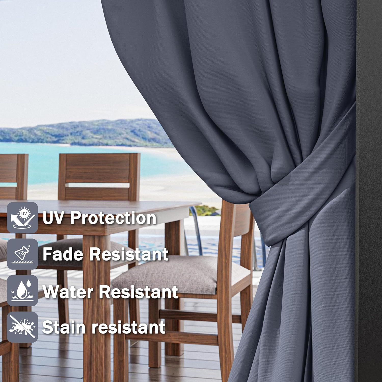 12'X14' Gazebo Curtains Outdoor Waterproof with Hanging Rings, 4-Panel Double Zipper Sidewalls Universal Replacement Privacy Curtain, Outdoor Gazebo Curtains for Patio, Backyard(Curtains Only)