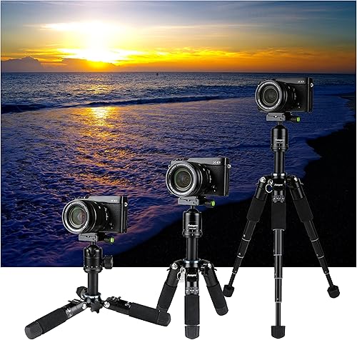 Miniatura 4 de Fotopro Mini trípode portátil de escritorio de aluminio para cámara pequeña con cabeza de bola de 360 pulgadas, trípode de mesa compacto de 20