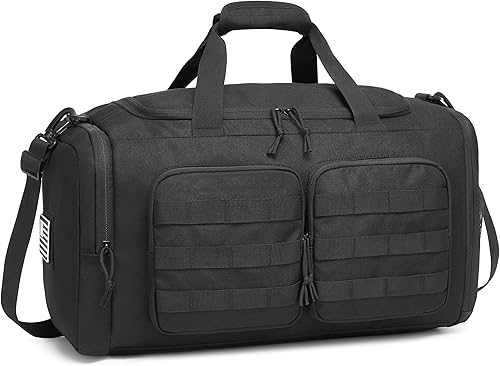 Wotony Bolsa de lona táctica para hombres, bolsa de lona para gimnasio, viajes, entrenamiento militar de fin de semana, bolsa Molle, Negro, 35 l,