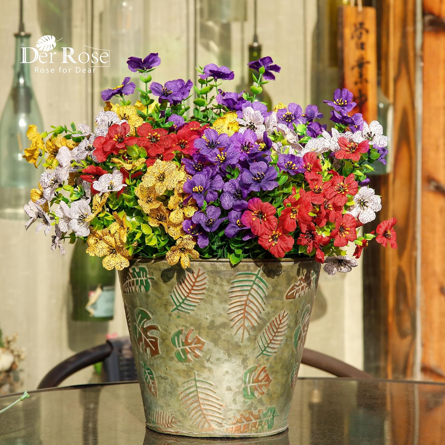 Der Rose 24 Pack Artificial Plants for Outdoors Fake Flowers Spring Decoration Silk Colorful Daisy UV Resistant for Home Porch Garden Decor - Image 4