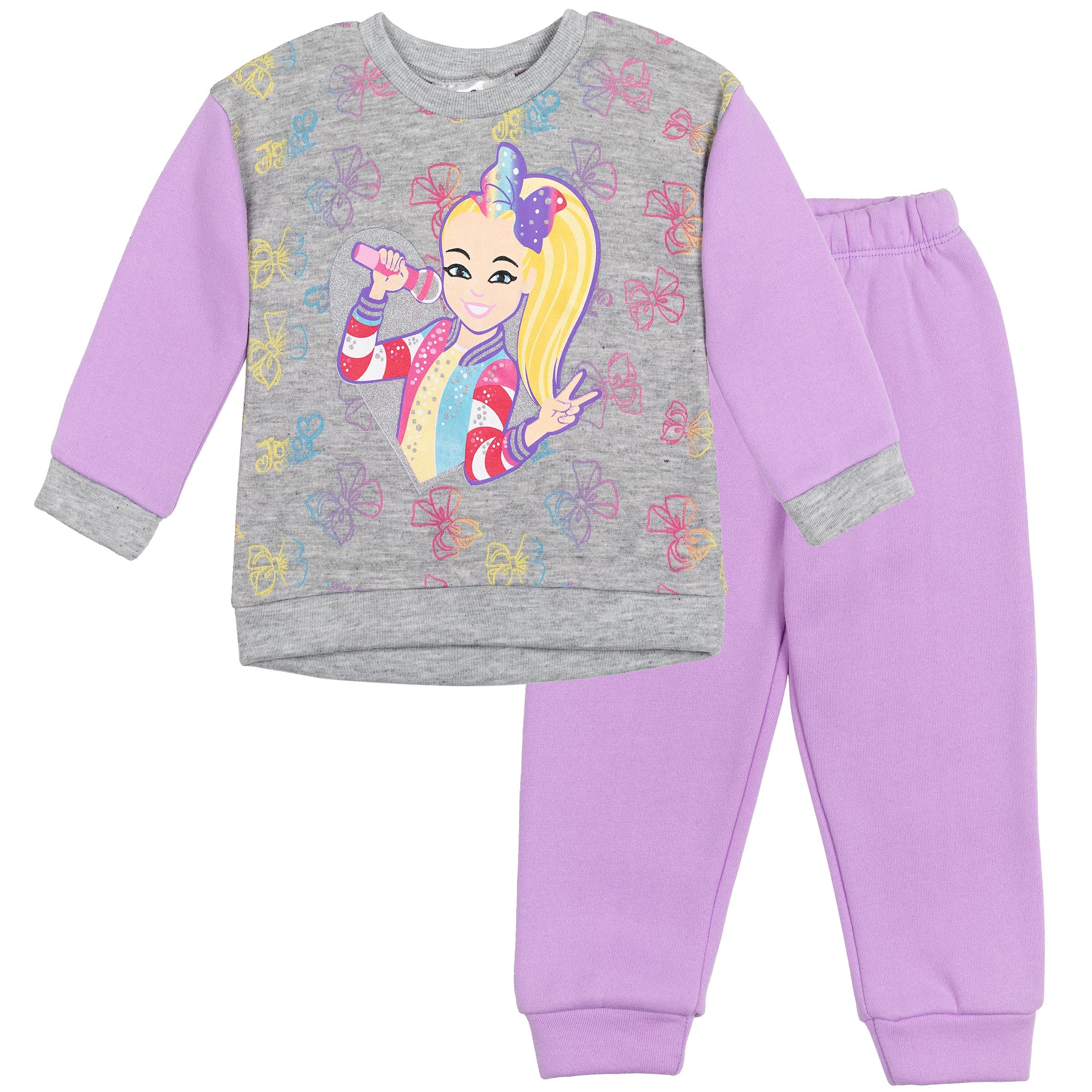 JoJo SiwaGirls Fleece Pullover Sweatshirt and Jogger Pants Set