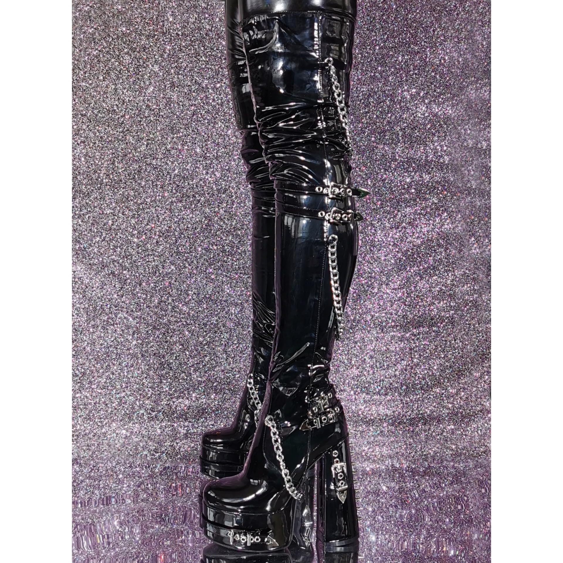 blingqueen Bottes pour femme - Talon bloc - Bottes punk