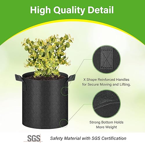 Miniatura 4 de HealSmart Paquete de 12 bolsas de cultivo no tejidas de 2 galones, macetas de tela de aireación con asas, adecuadas para frutas de jardín, verduras