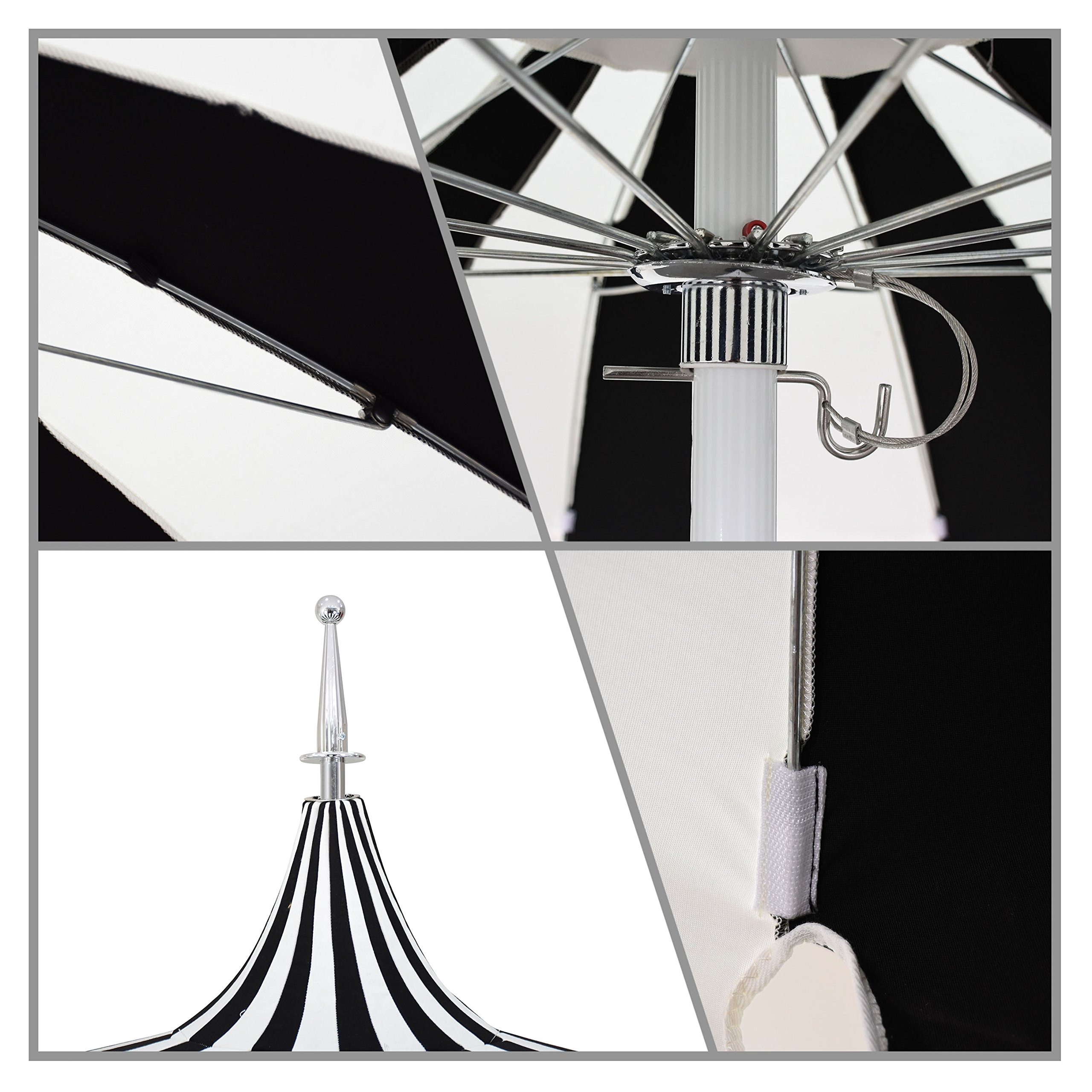 California Umbrella 8.5' Rd. Pagoda Style Patio Umbrella, White Pole, Black/Natural : Patio, Lawn & Garden
