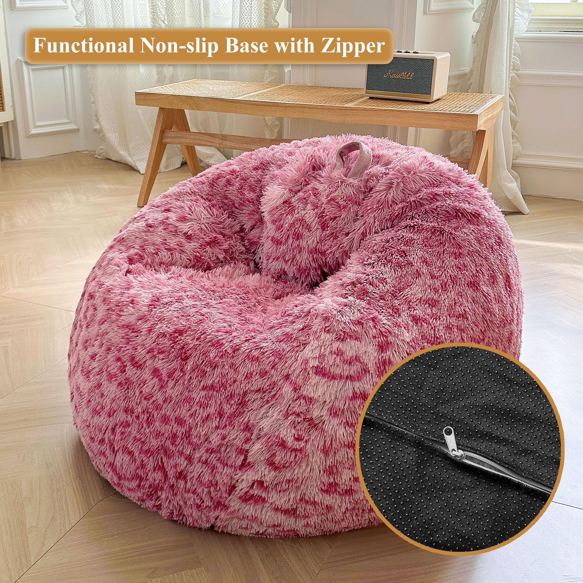 Amazon.com: XeGe Faux Fur Leopard Print Bean Bag Chair Cover (No