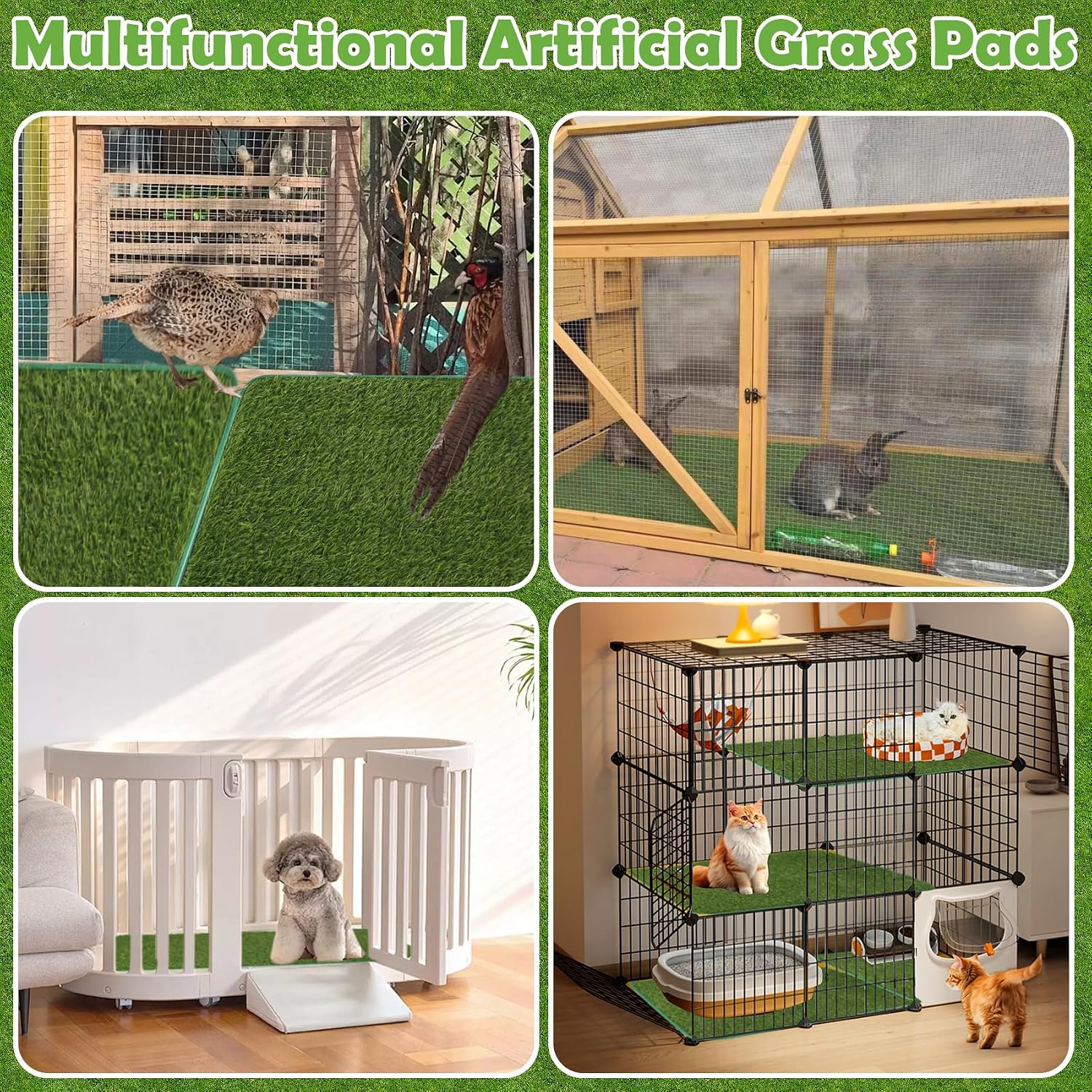 2-Pack Artificial Grass Pet Pads, 28''x18'' Washable Dog Pee Pads with Non-Slip TPR Backing, Realistic Puppy Potty Training Mat for Small/Medium Dogs Cats Indoor Outdoor Use