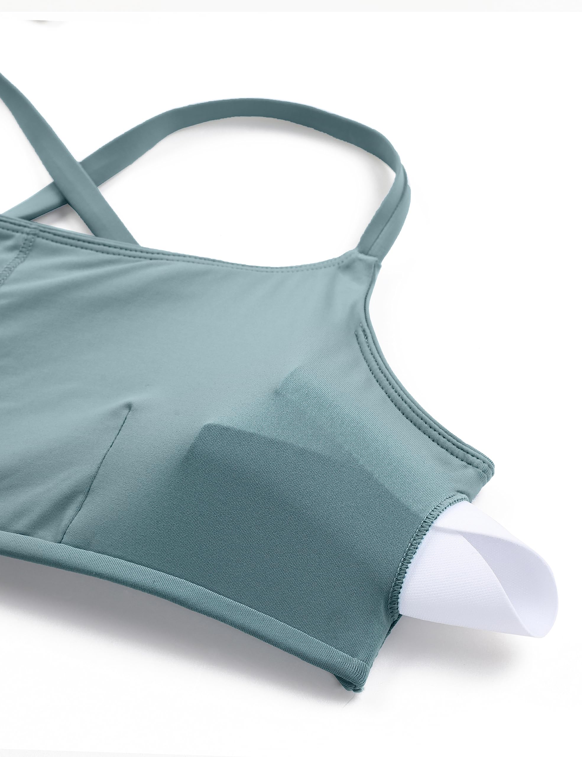 CRZ YOGA Sujetador Deportivo Acolchado con Tirantes Finos Ajustables para Mujer con Cuello Redondo