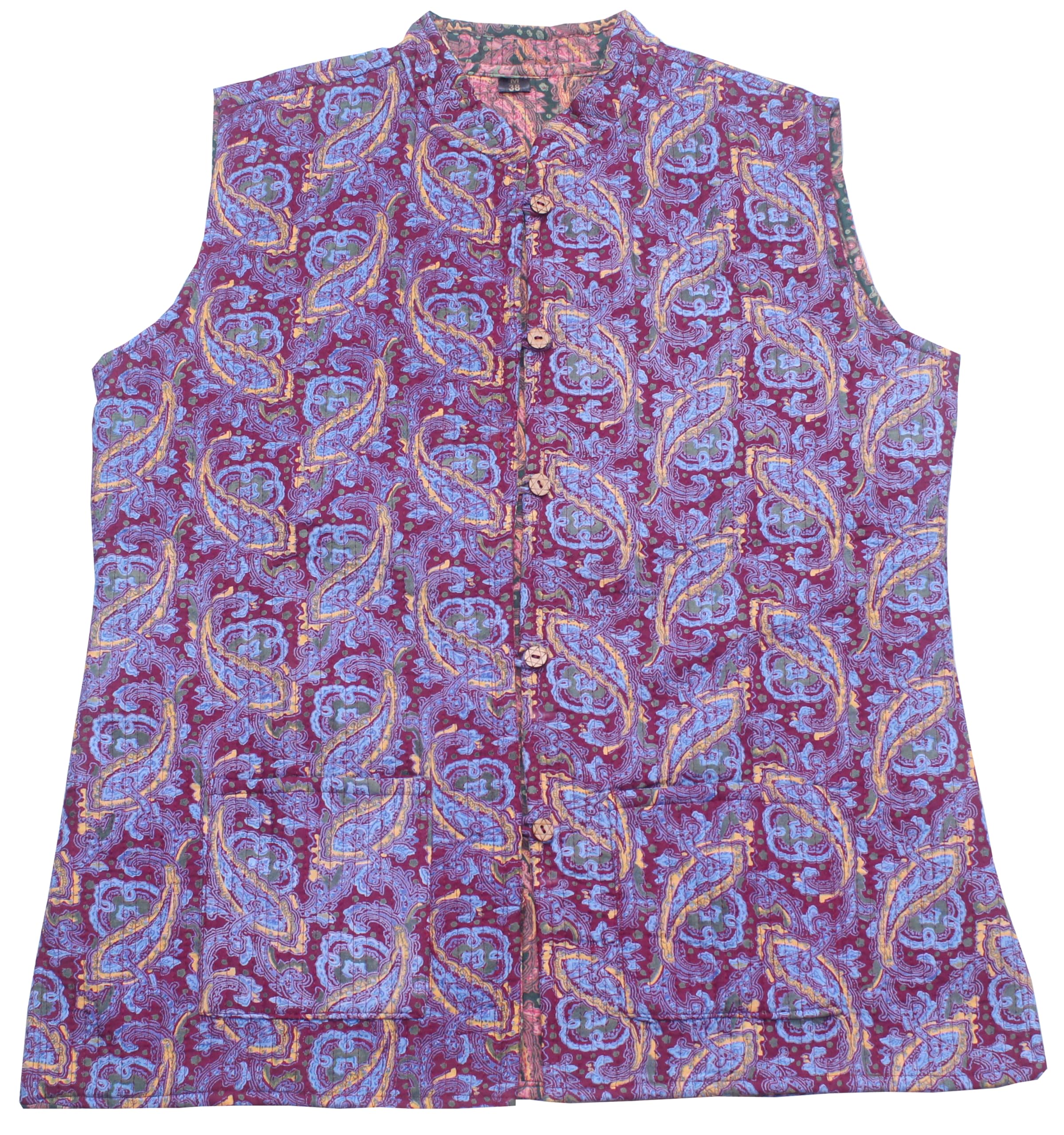 shubhangi collections Women's Maroon Floral Cotton Quilted Reversible Sleeveless Jacket-picture-36