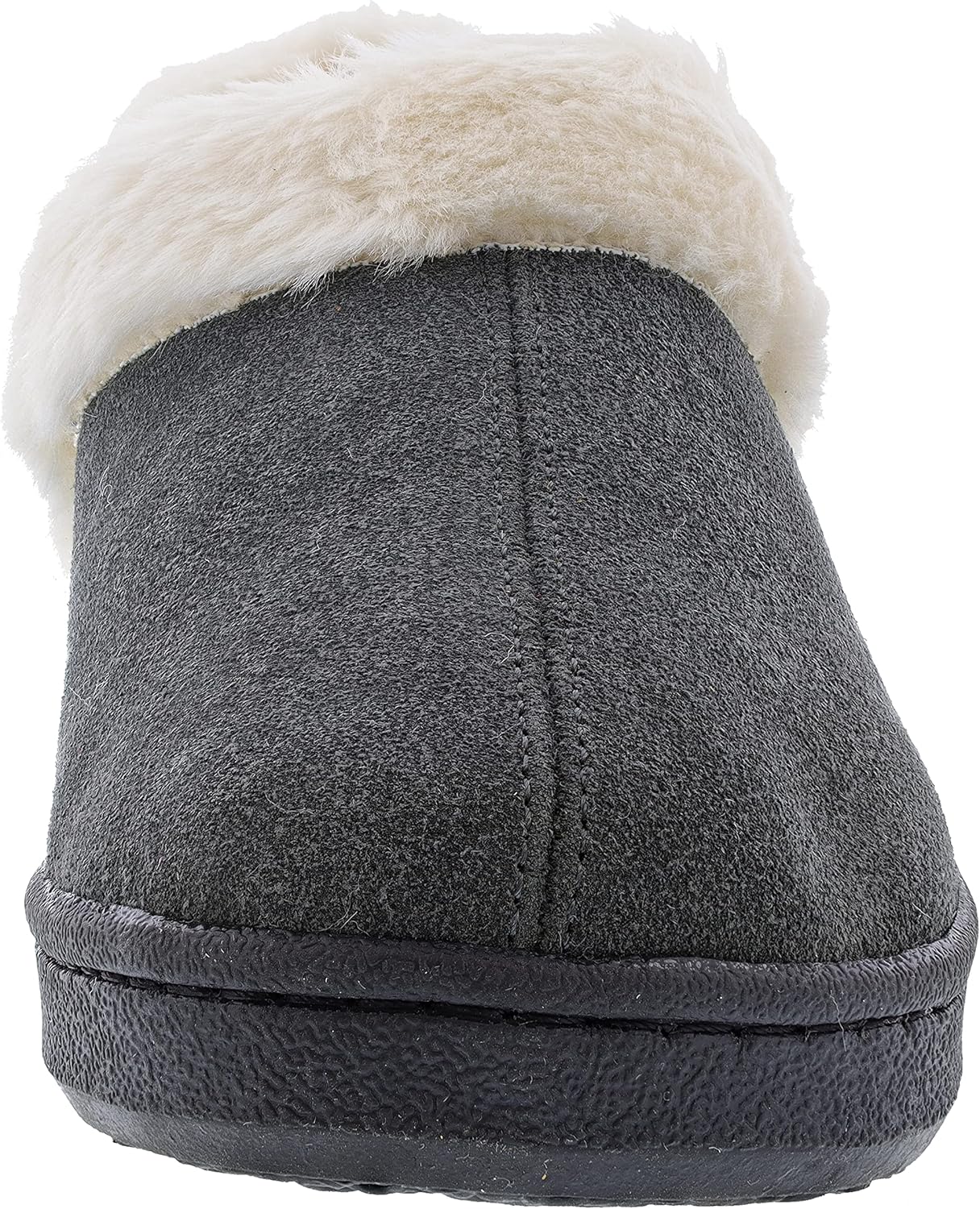 Clarks Indoor and Outdoor Grey Slipper Cozy Wool Mule Slip-On Fur Lined Clogs (Grey Cow Suede, 9)