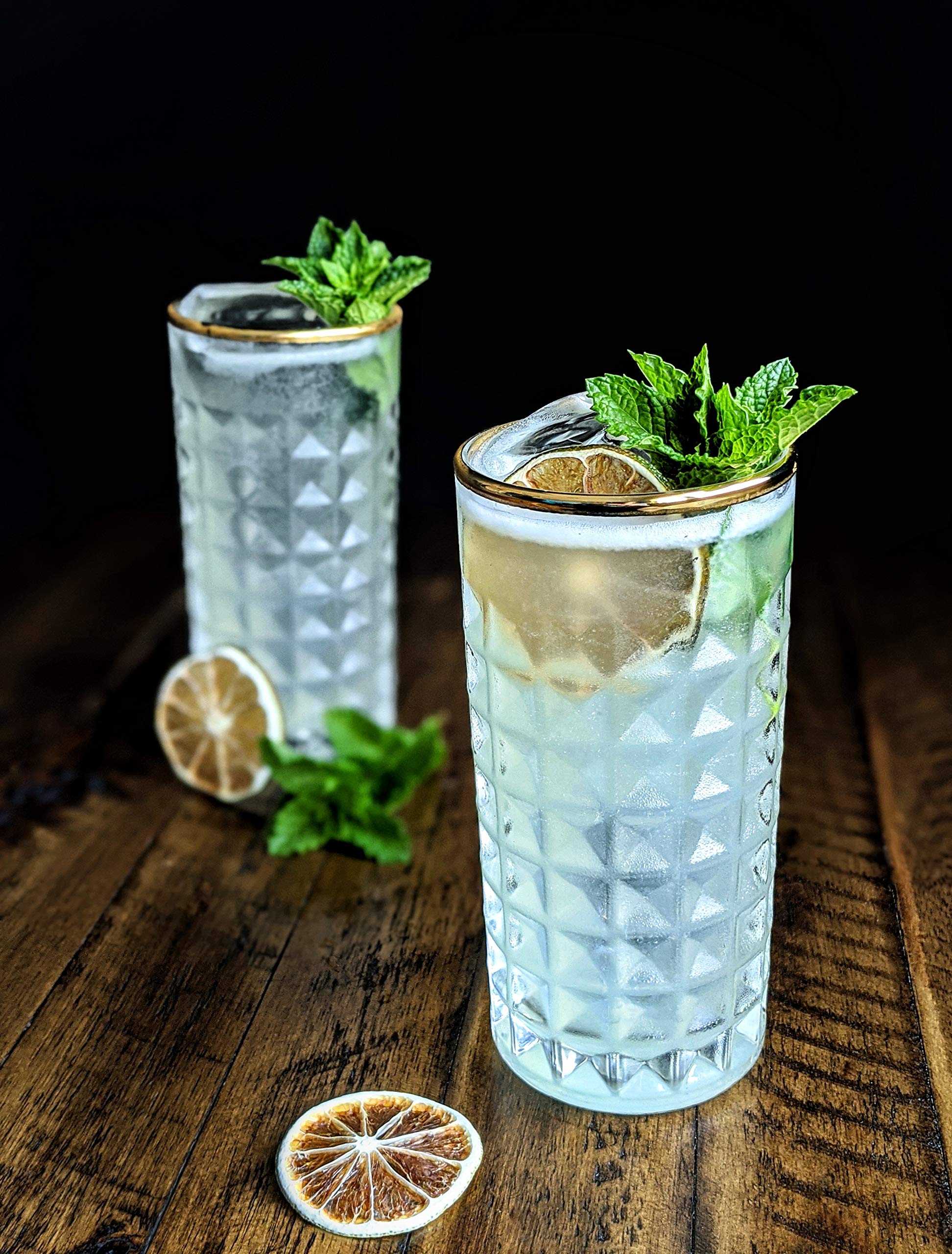 Verres à cocktail avec bordure dorée 12-ounce Highball claire