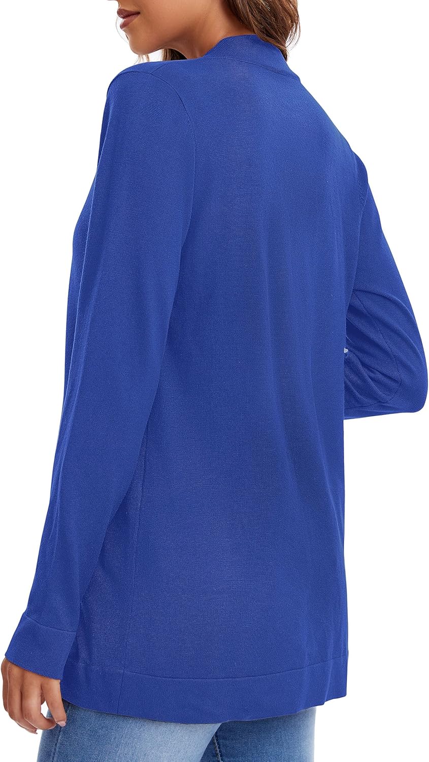 Urban CoCo Womens' Long Sleeve Knit Sweater Cardigans Curved Hem Open Front with Pockets - Image 6