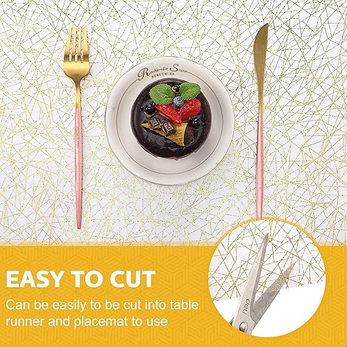 Miniatura 4 de Coume Camino de mesa metálico dorado de 11 pulgadas x 33 pies con purpurina dorada desechable, camino de mesa de malla, centros de mesa, decoración