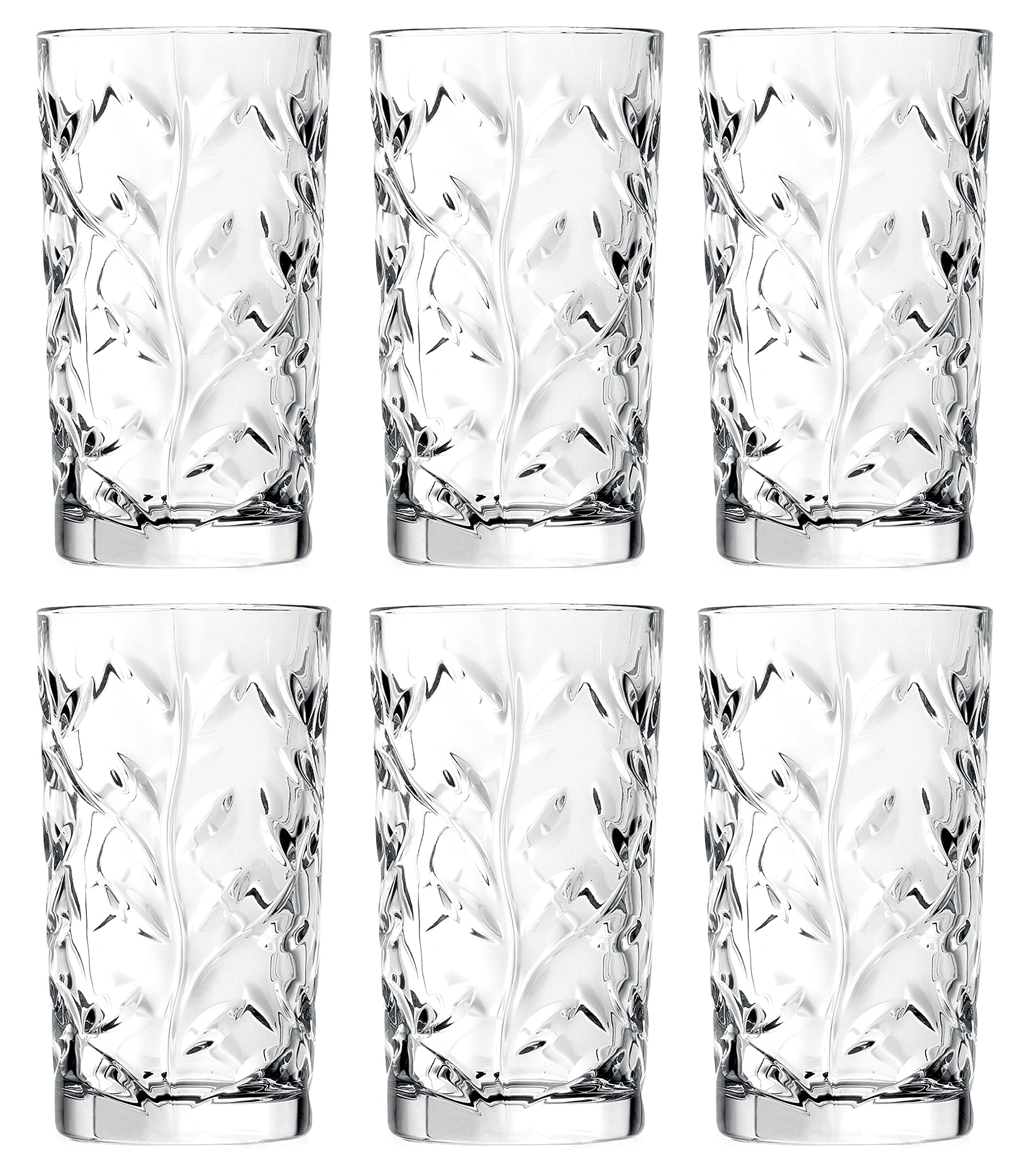 Barski Highball – Glasbecher – 6er-Set – Hiball-Gläser – Kristallglas – schönes Design – Trinkgläser – für Wasser, Saft, Wein, Bier und Cocktails – 328 ml, hergestellt in Europa