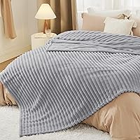 Vista 6 de Bedsure GentleSoft Blankets Queen Size for Bed - Cozy Soft Blankets for Women, Cute Large Fleece Throws for Girls, Light Grey, 90x90 Inches